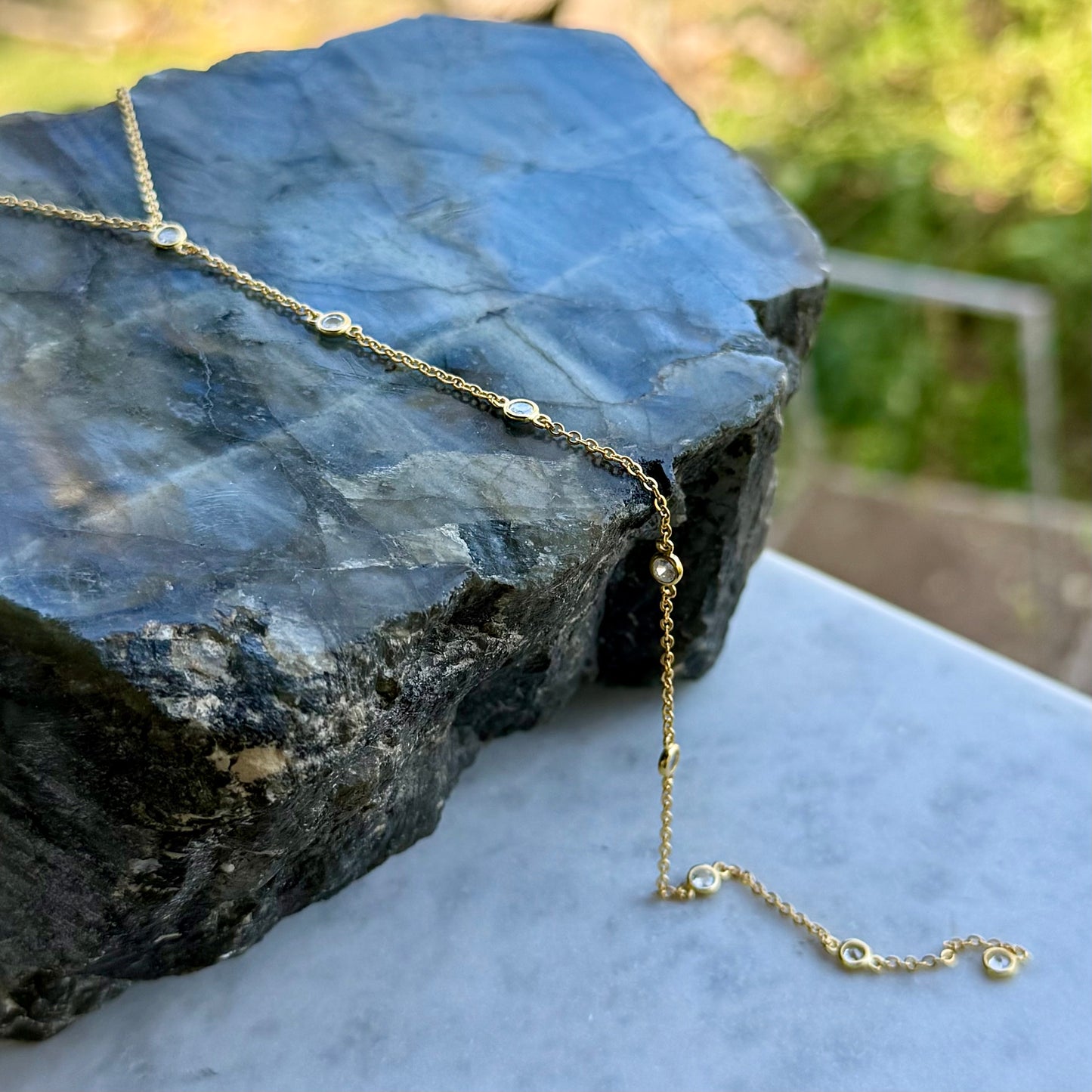 Jada Gold CZ Lariat Necklace