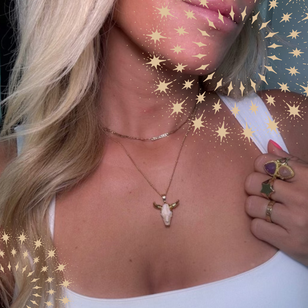 MIDNIGHT COWBOY Resin Electroplated Longhorn Necklace