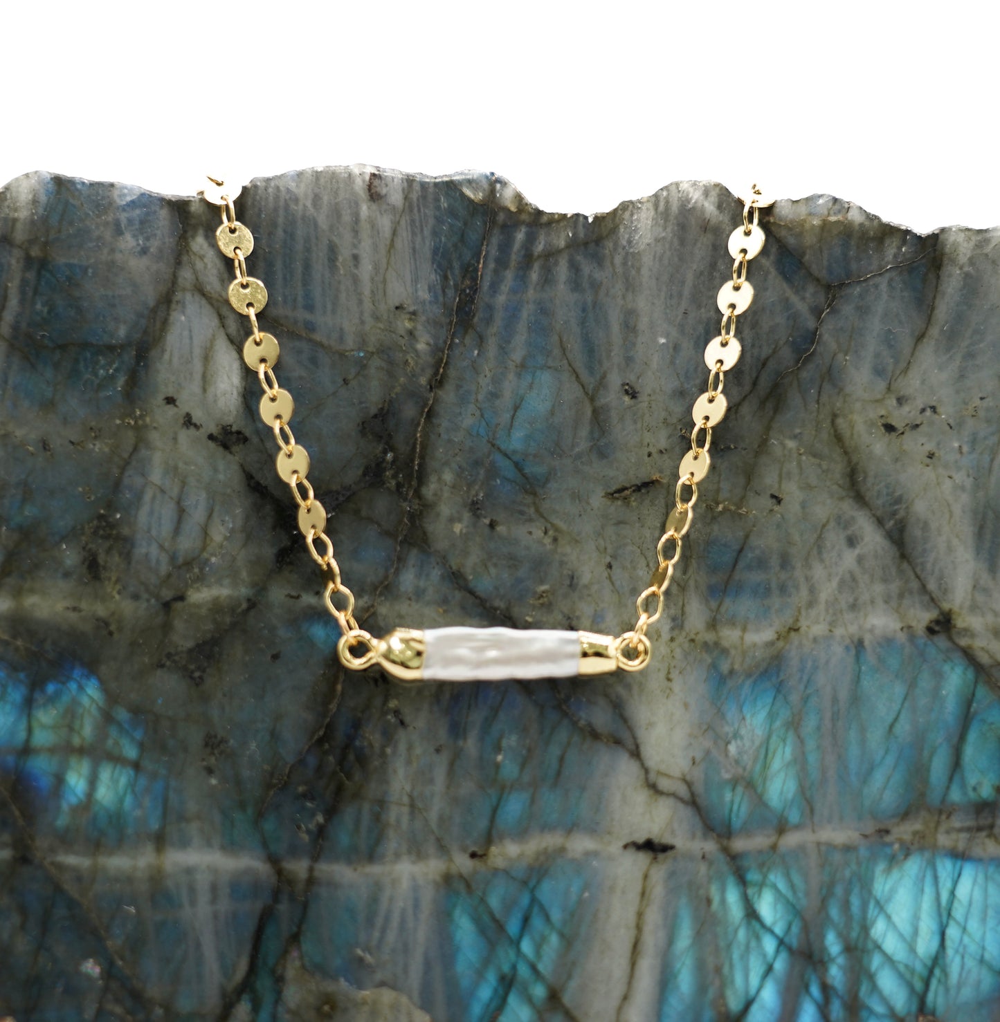 PEARL DISCO Circle Chain With Fresh Water Pearl Chocker Necklace