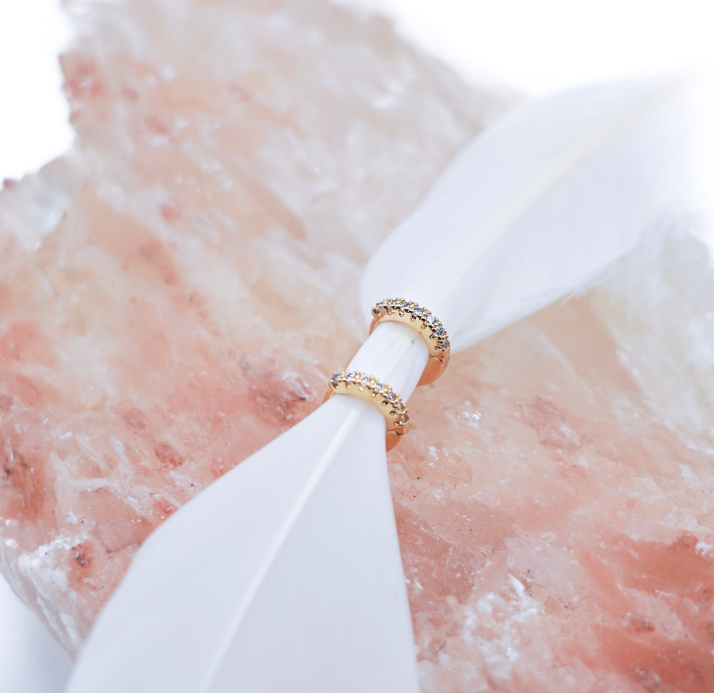 GOLDEN EMBRACE HOOP CZ Inlay Tiny Huggie Earring