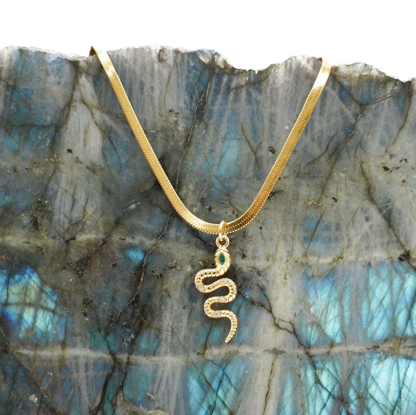 CLEOPATRA SNAKE Necklace With Herringbone Chain