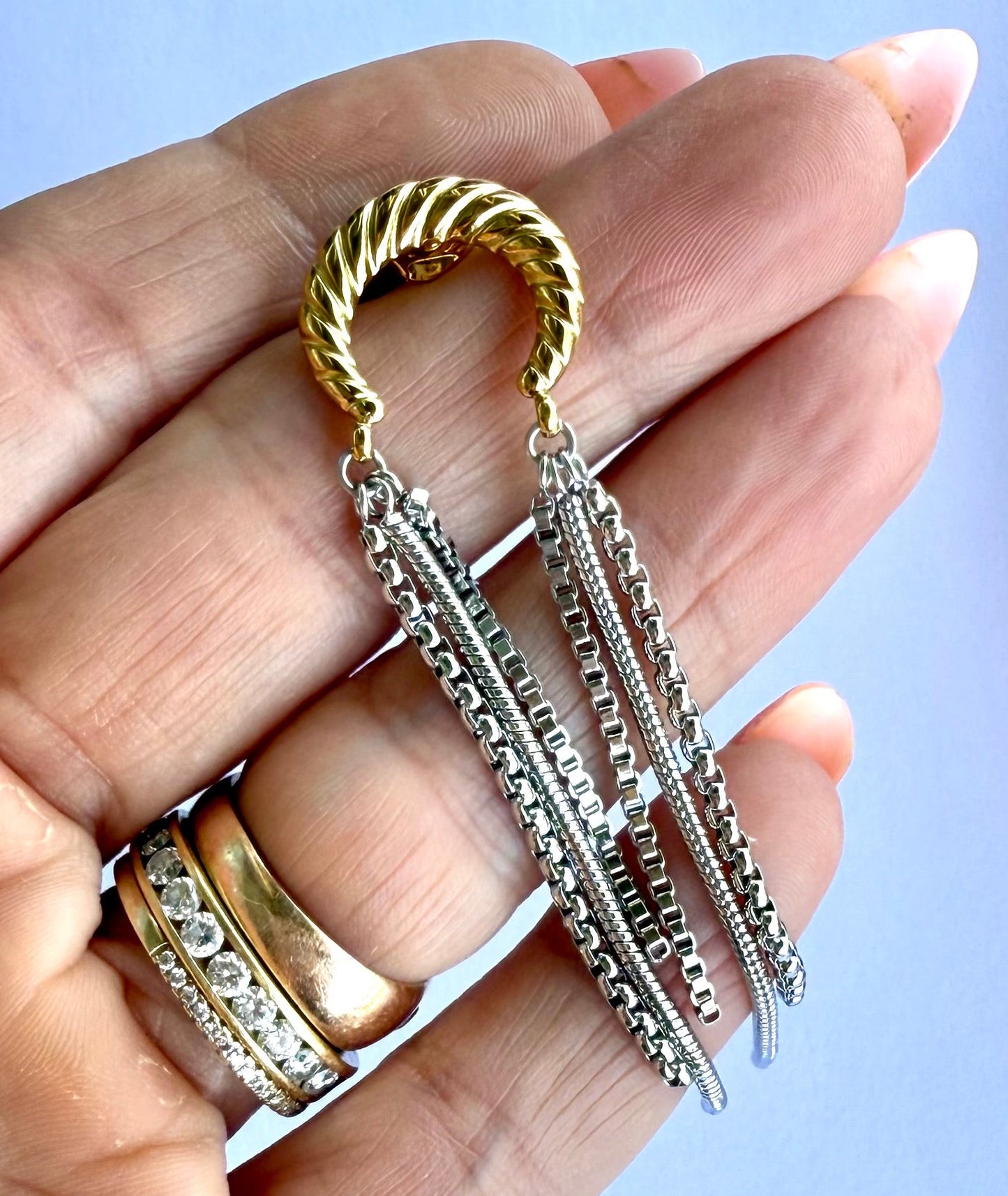 Gemini Two-Tone Chain Earring