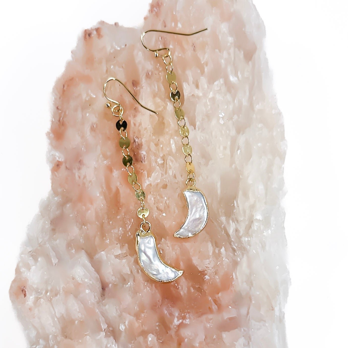 DISCO CRESCENT Fresh Water Pearl Chain Dangle Earring