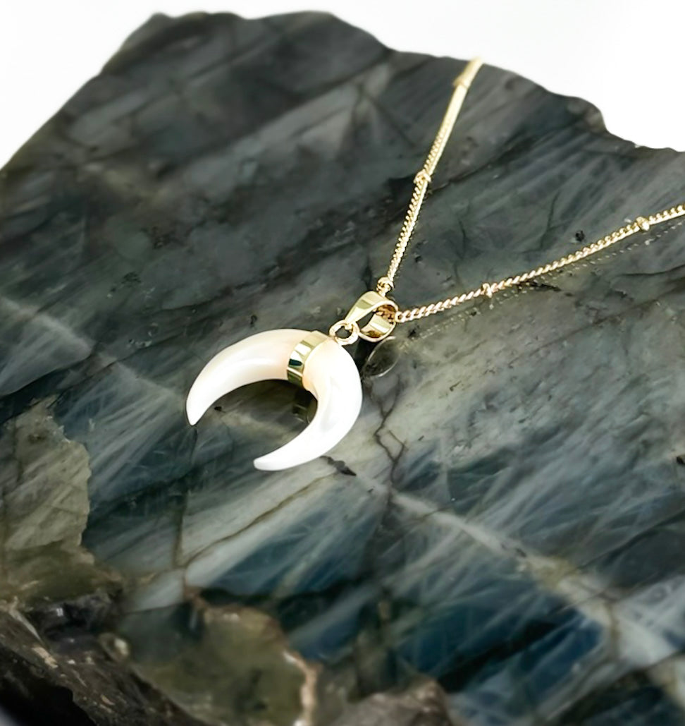 APHRODITE Mother Of Pearl Crescent Moon Necklace