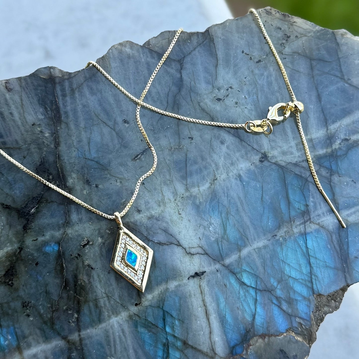 Diamond Opal CZ Gold Filled Necklace