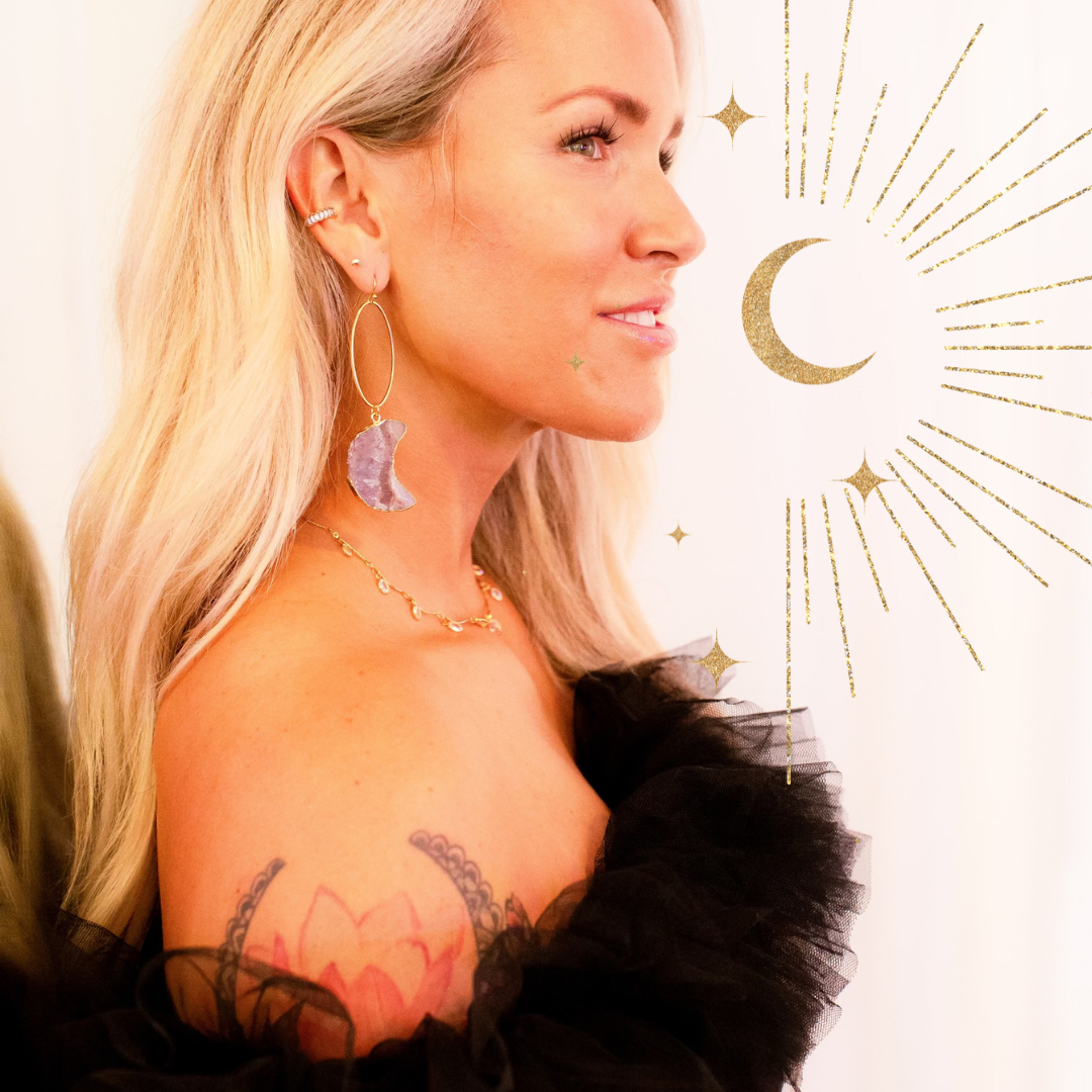 DREAM ON Amethyst Crescent Moon Hoop Earring
