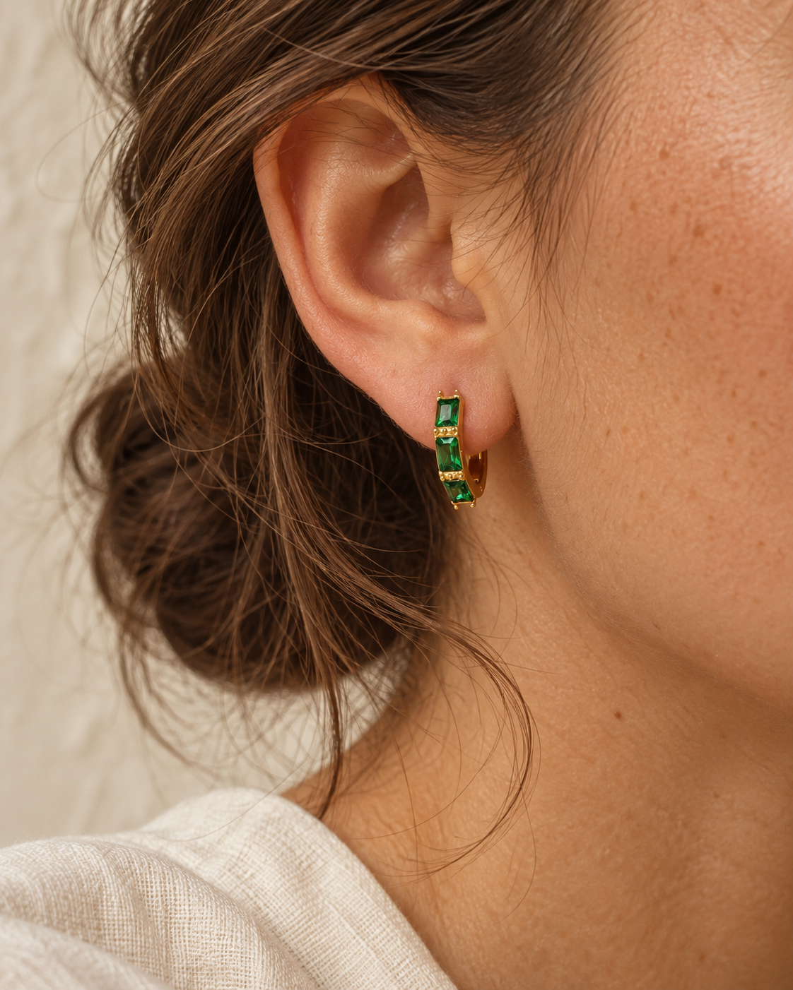 Emerald Bamboo Huggie