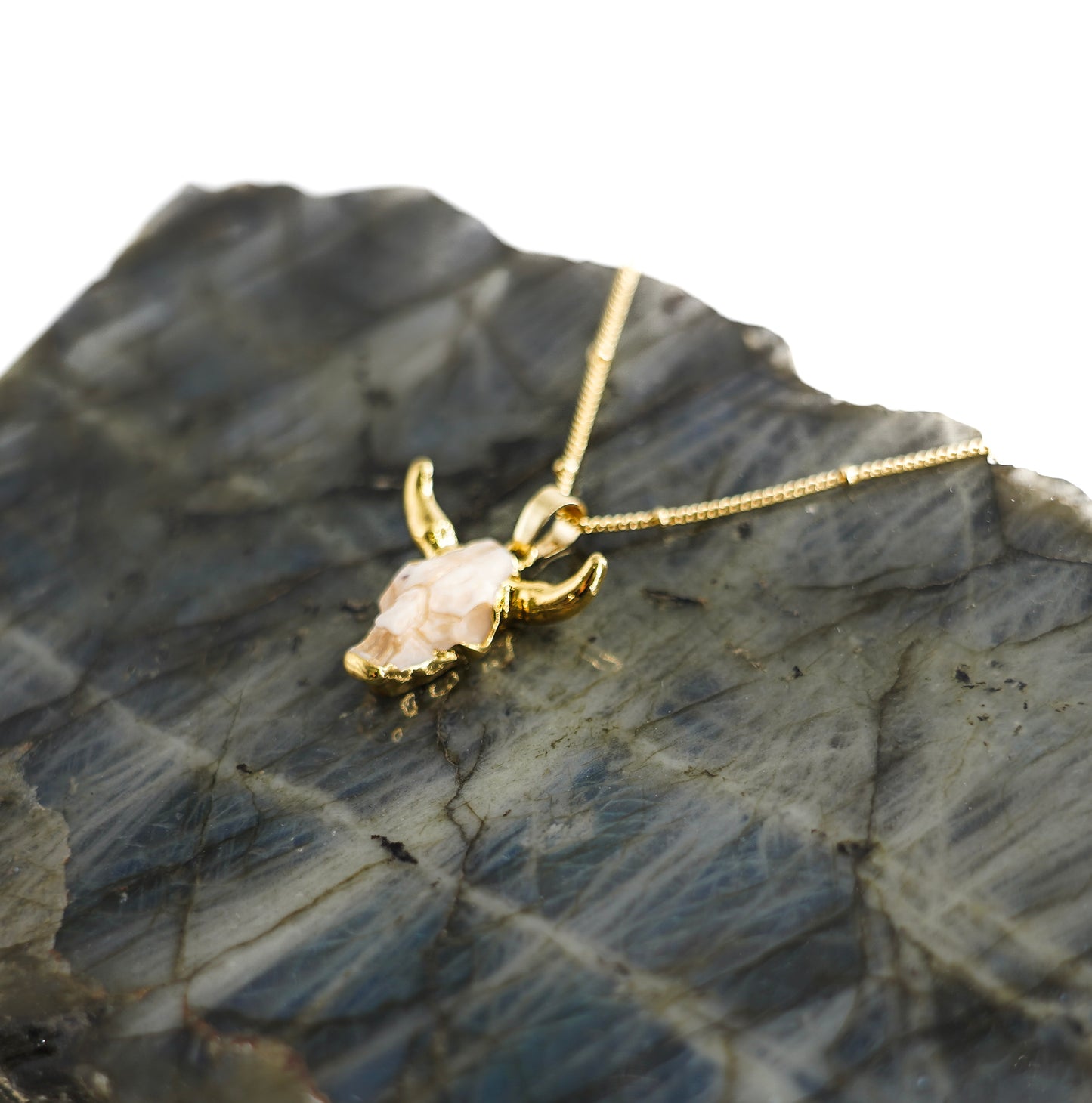 MIDNIGHT COWBOY Resin Electroplated Longhorn Necklace