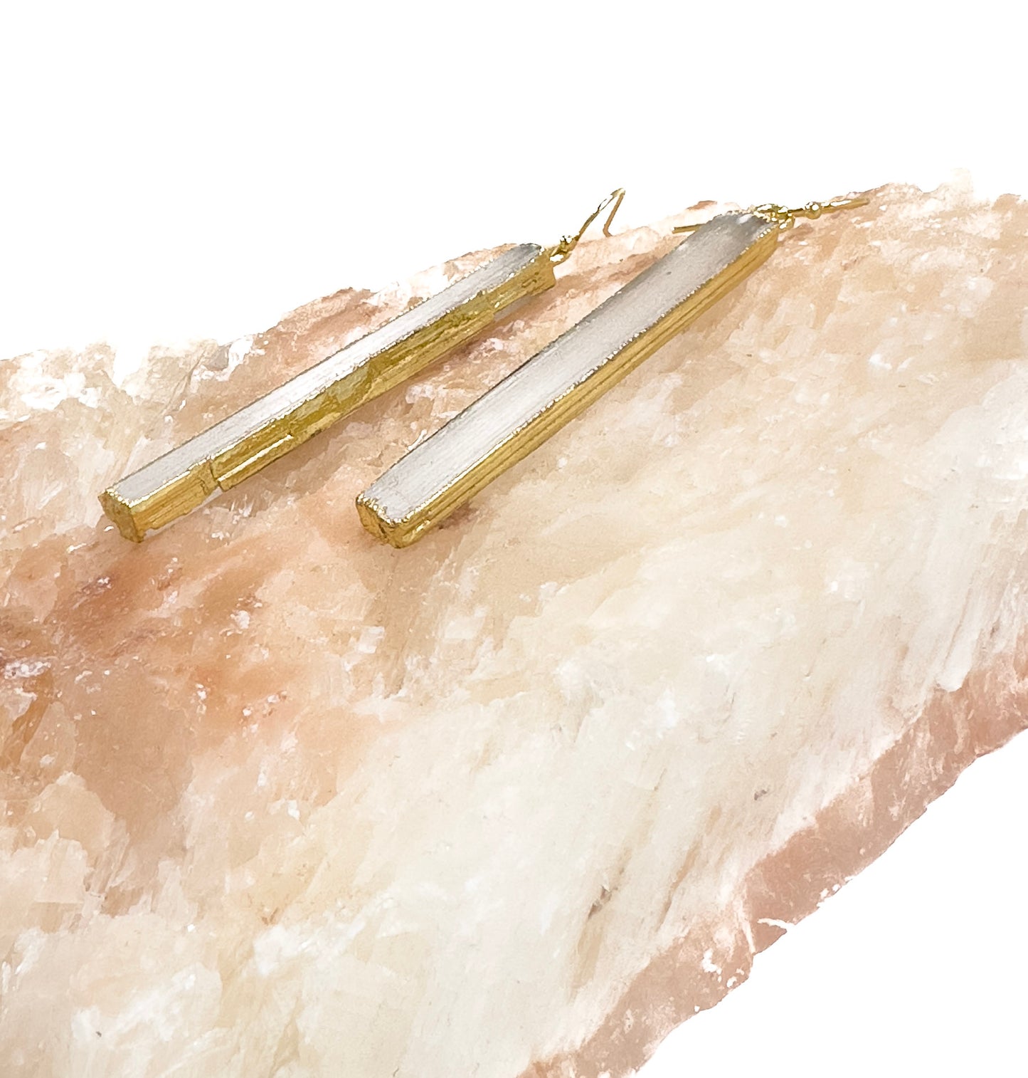 LIGHT WORKER Selenite Bar Dangle Earrings