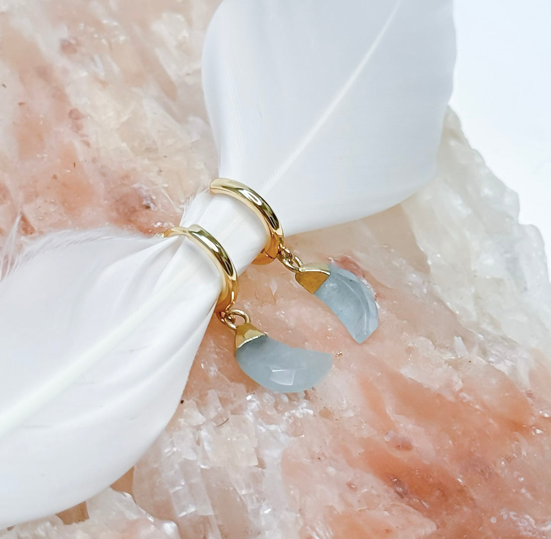 MAKAI Gold-Filled Chalcedony Crescent Small Hoop Earrings