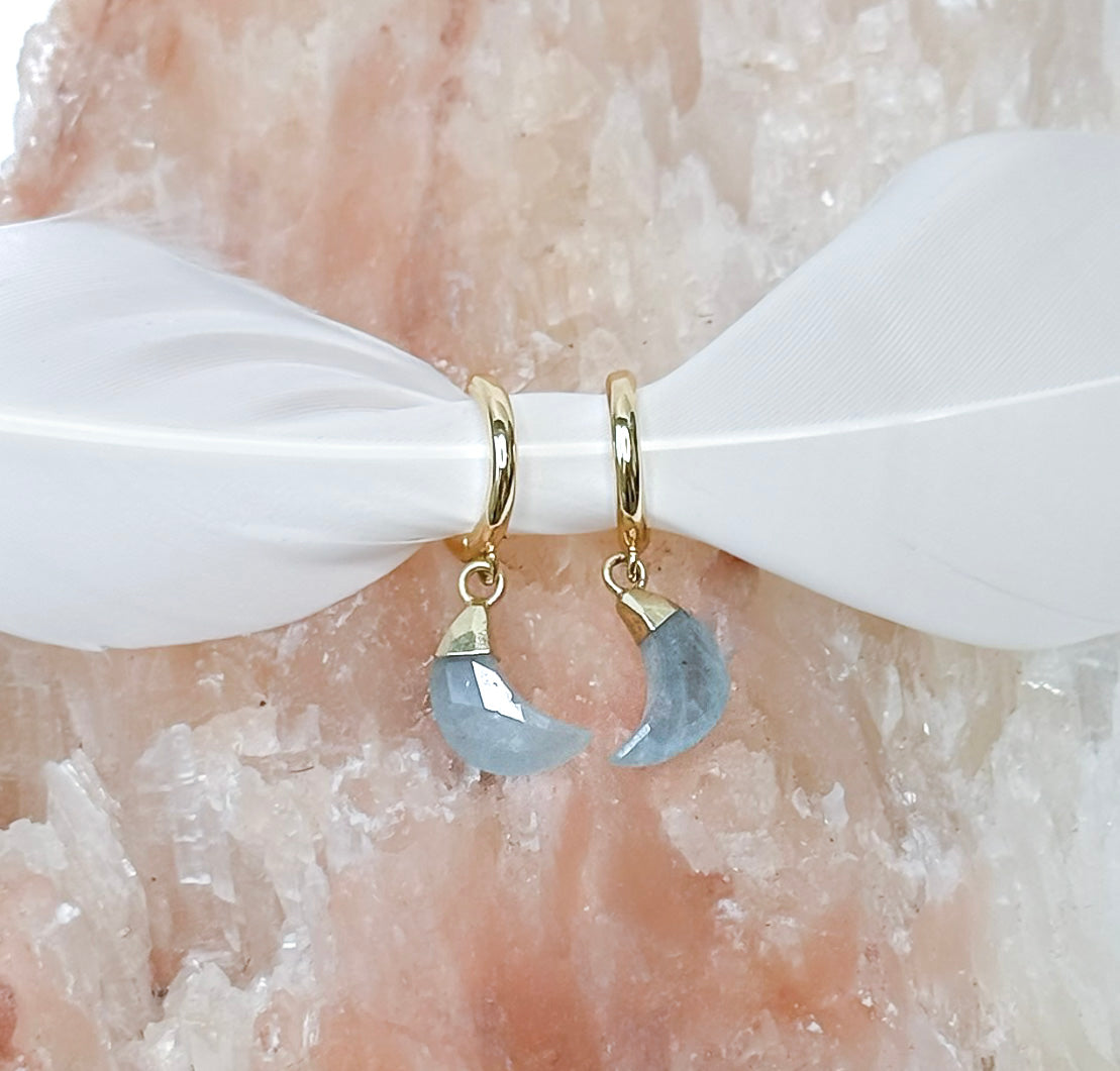 MAKAI Gold-Filled chalcedony Crescent Small Hoop Earring