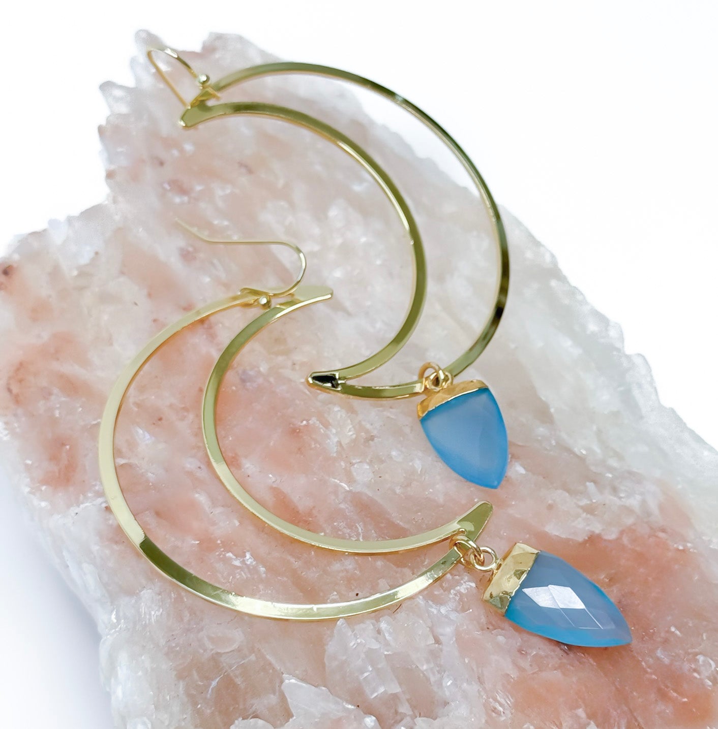 BLUE MOON Crescent Moon Statement Hoop Earrings