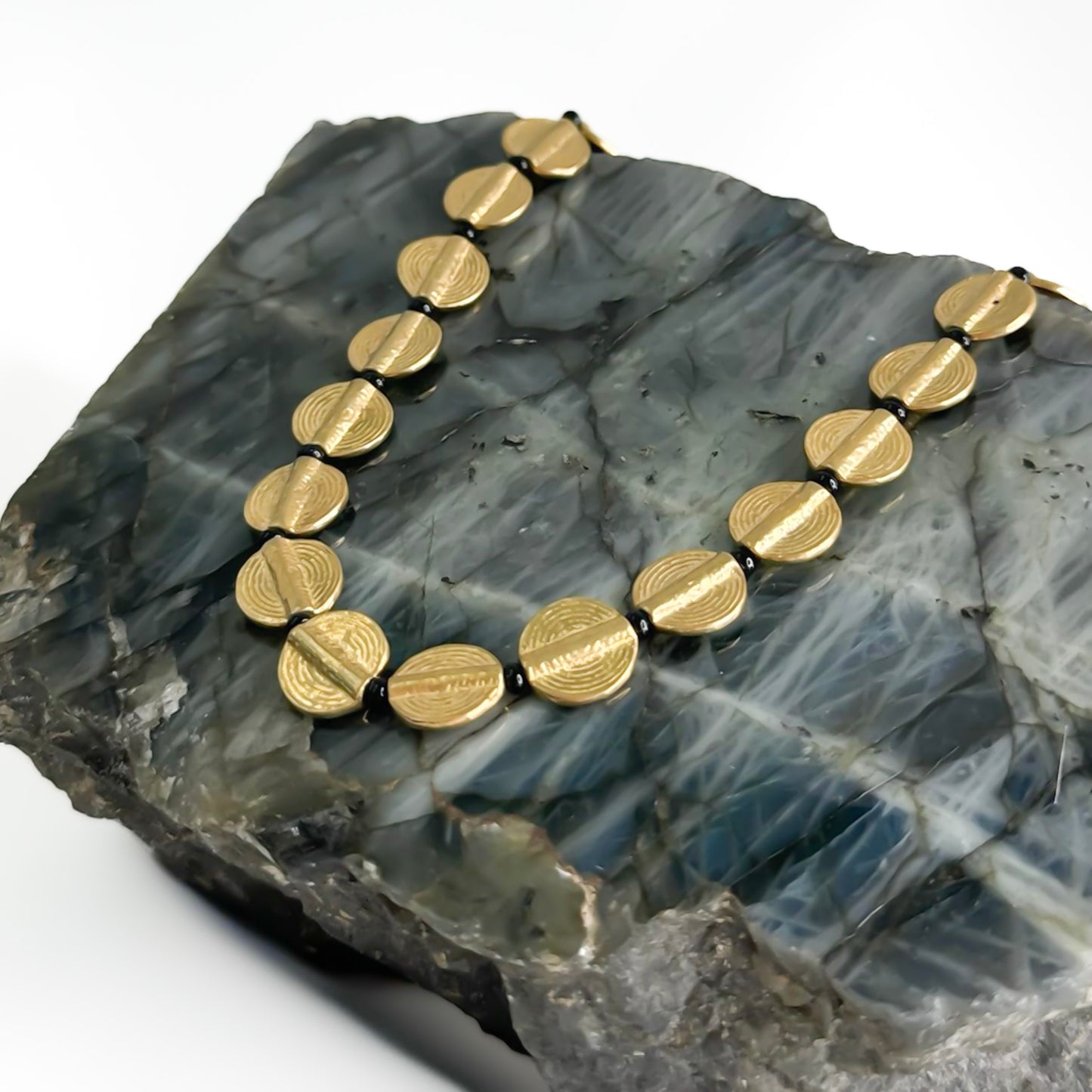 HARMONY Round Disc Brass Statement Necklace