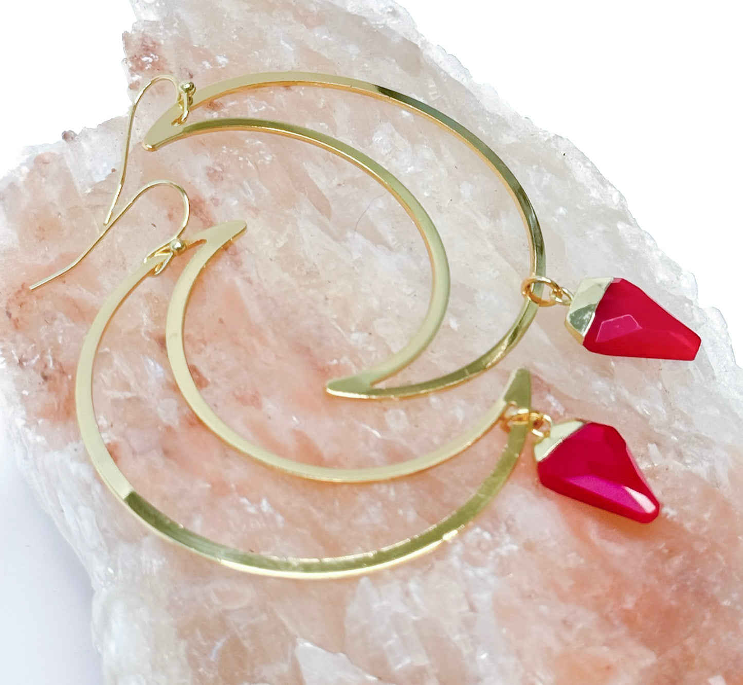 STRAWBERRY MOON Crescent Hoop Earring