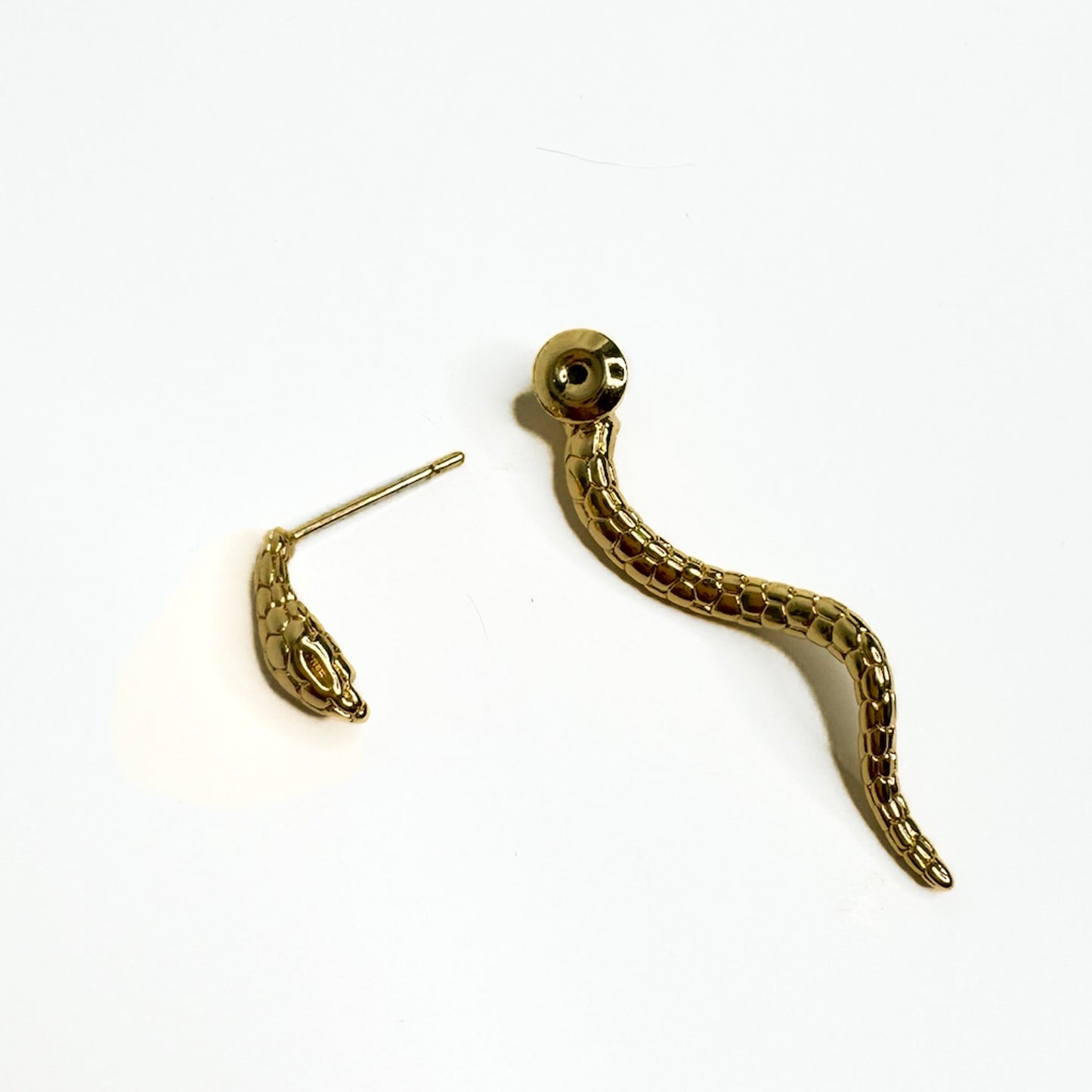 SERPENT QUEEN Detailed Snake Front-to-Back Stud Earrings