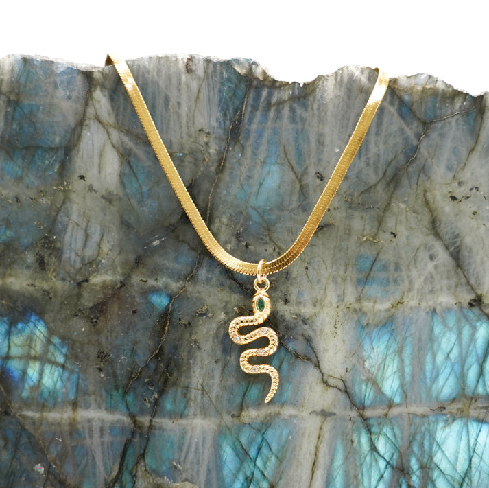 CLEOPATRA SNAKE Necklace With Herringbone Chain – The Divine Mystics