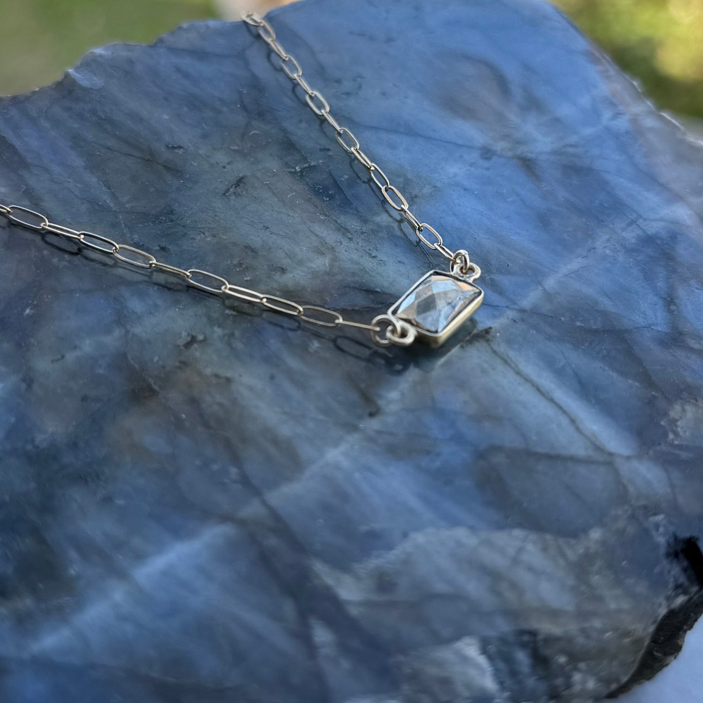 Pyrite Paperclip Gold Filled Stacker Necklace