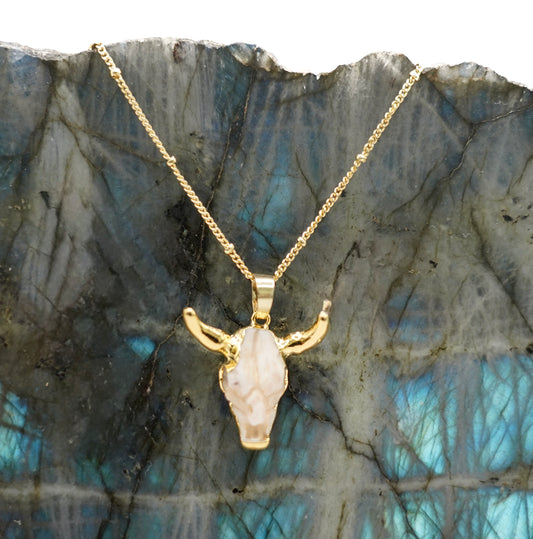 MIDNIGHT COWBOY Resin Electroplated Longhorn Necklace