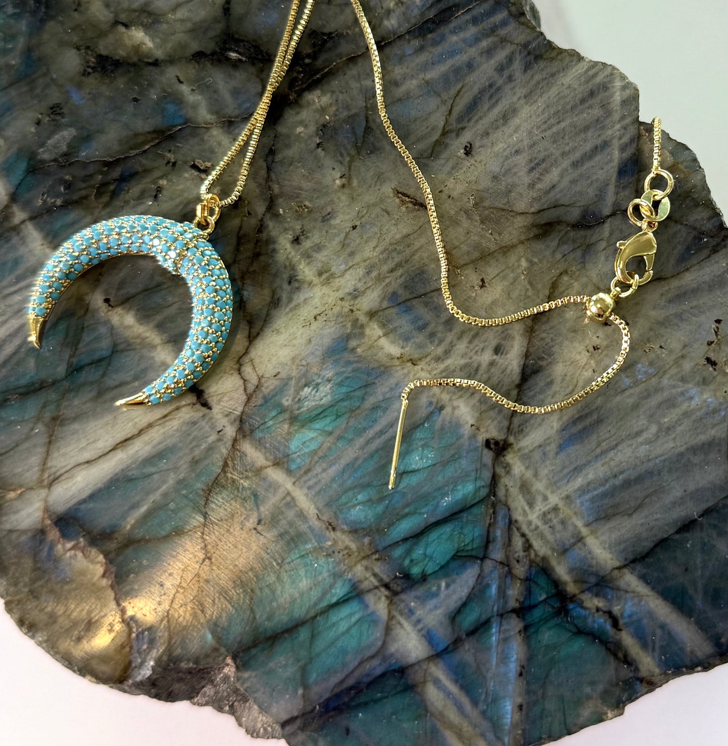 Blue Moon Gold Filled Box Chain Necklace