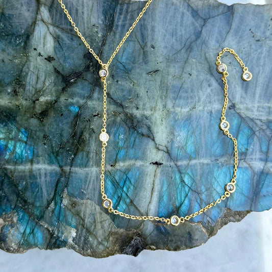 Jada Gold CZ Lariat Necklace