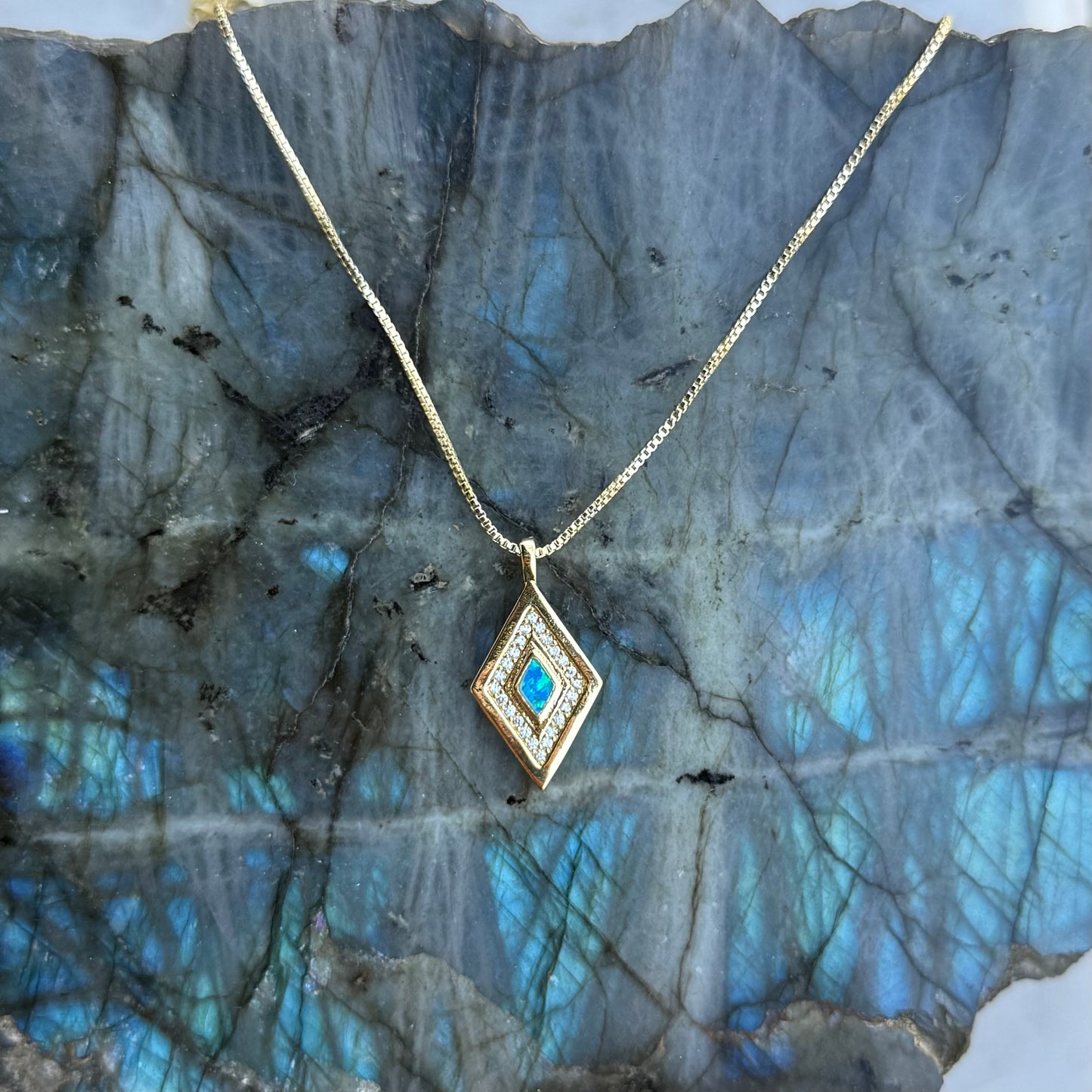 Diamond Opal CZ Gold Filled Necklace