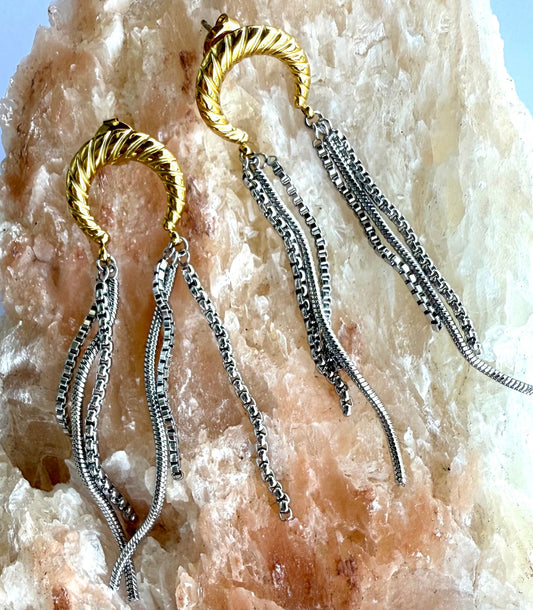 Gemini Two-Tone Chain Earring