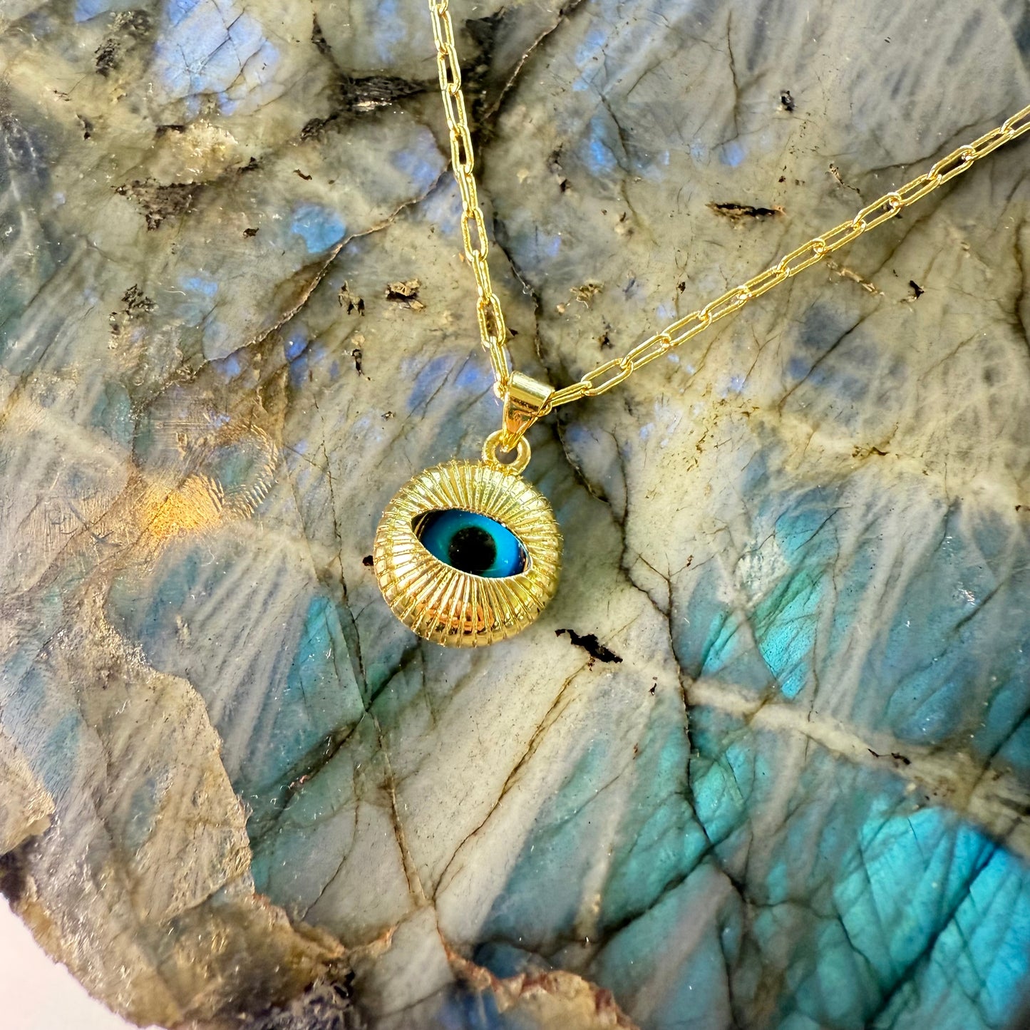 All Eyes On You Paperclip Chain Eye Gold Filled Eye Necklace
