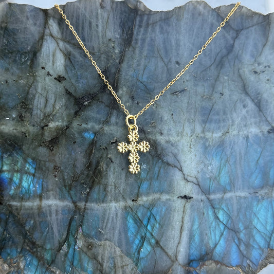 Flower Child Cross Gold Filled Necklace