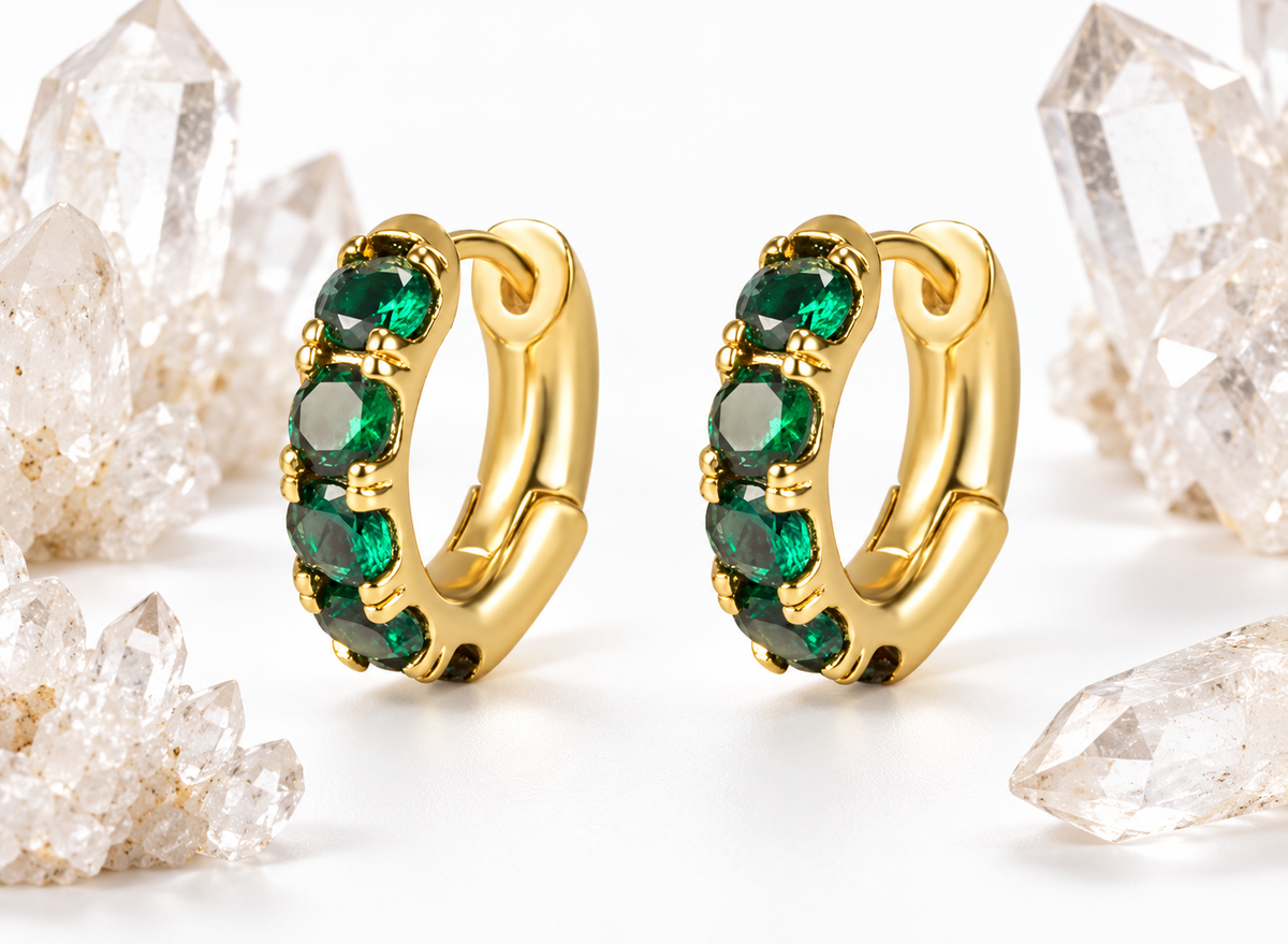Chunky Green Crystal Huggie