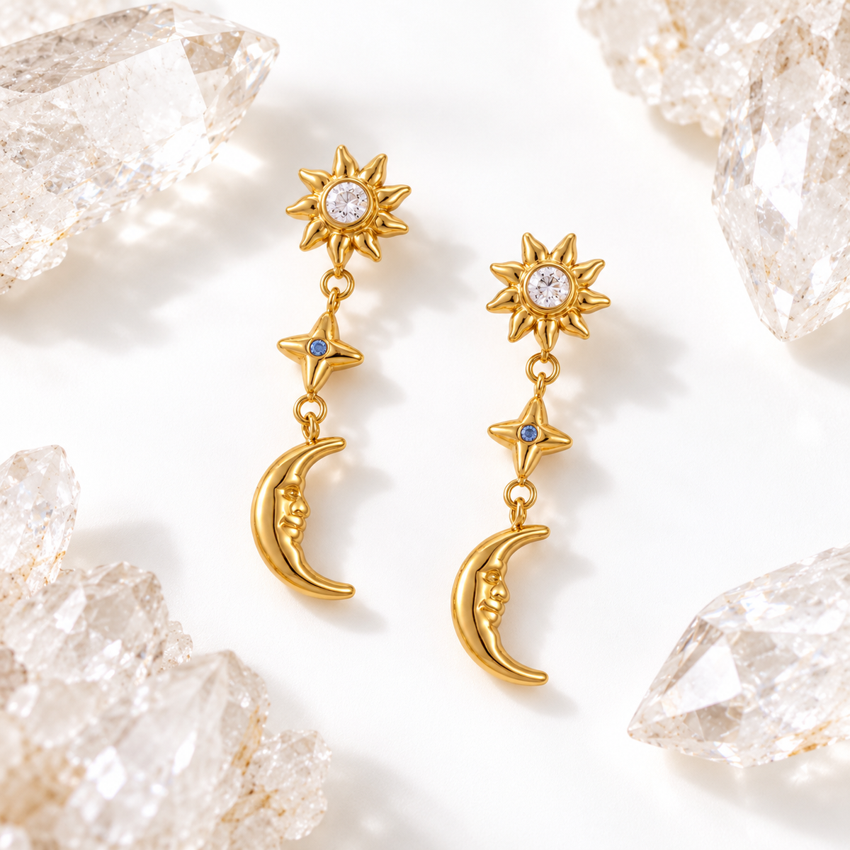 Sun and Moon Dangle Earring
