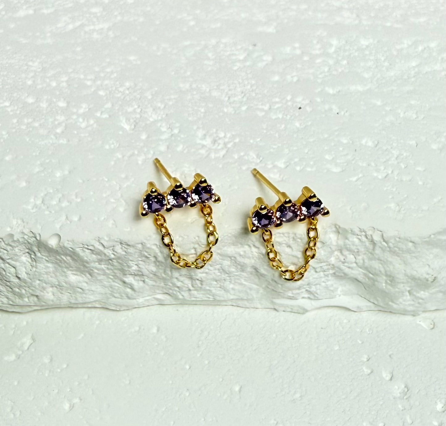 LAVENDER DREAMS 3 Stone Lavender Cz Studs