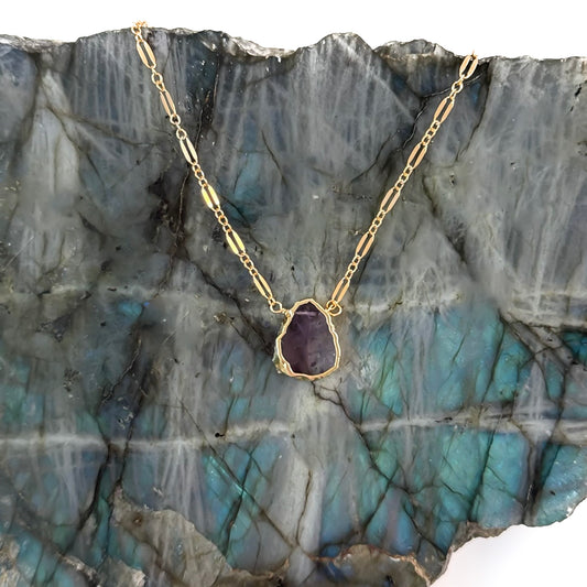 LILIANA Gold-Filled Amethyst Link Chain Necklace