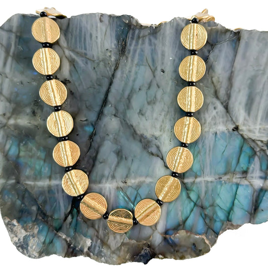 HARMONY Round Disc Brass Statement Necklace