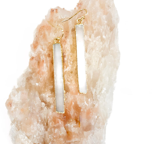 Light Worker Selenite Bar Dangle Earring