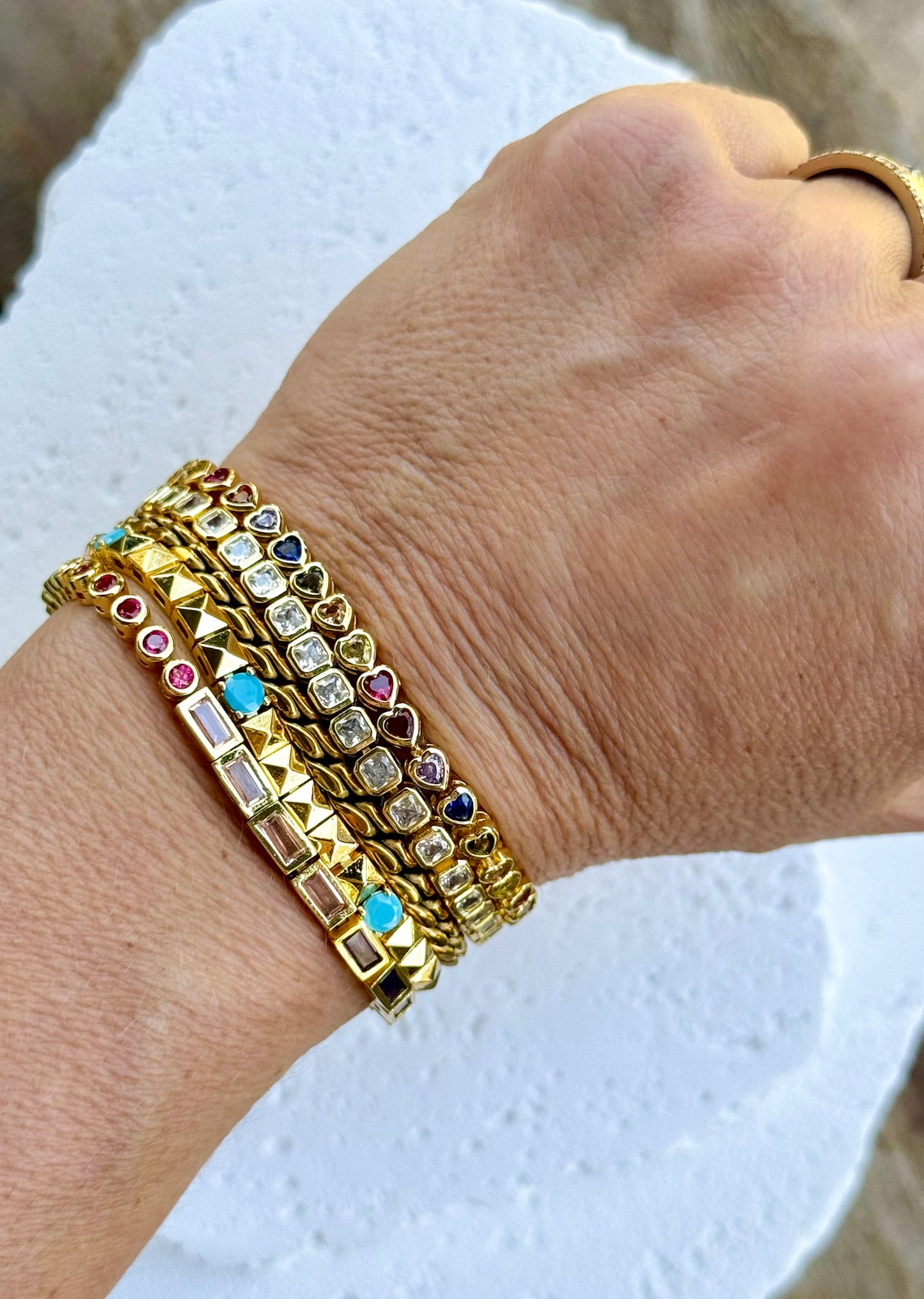 Golden Aura Bracelet Stack – Set of 5